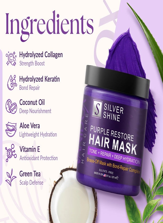 VANIDOX Silver Shine Purple Hair Mask for Gray Hair – Deep Conditioning Toner Treatment to Neutralize Brassiness, Restore Moisture & Brighten Dull Hair – Paraben & Sulfate Free, Made in USA, 8oz - Image 4